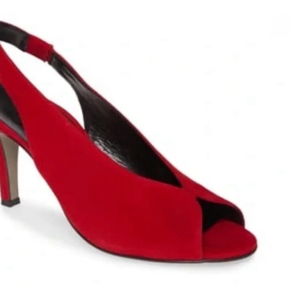 Paul Green 'Avanti' Peep Toe Slingback in Chili Suede (9.5)